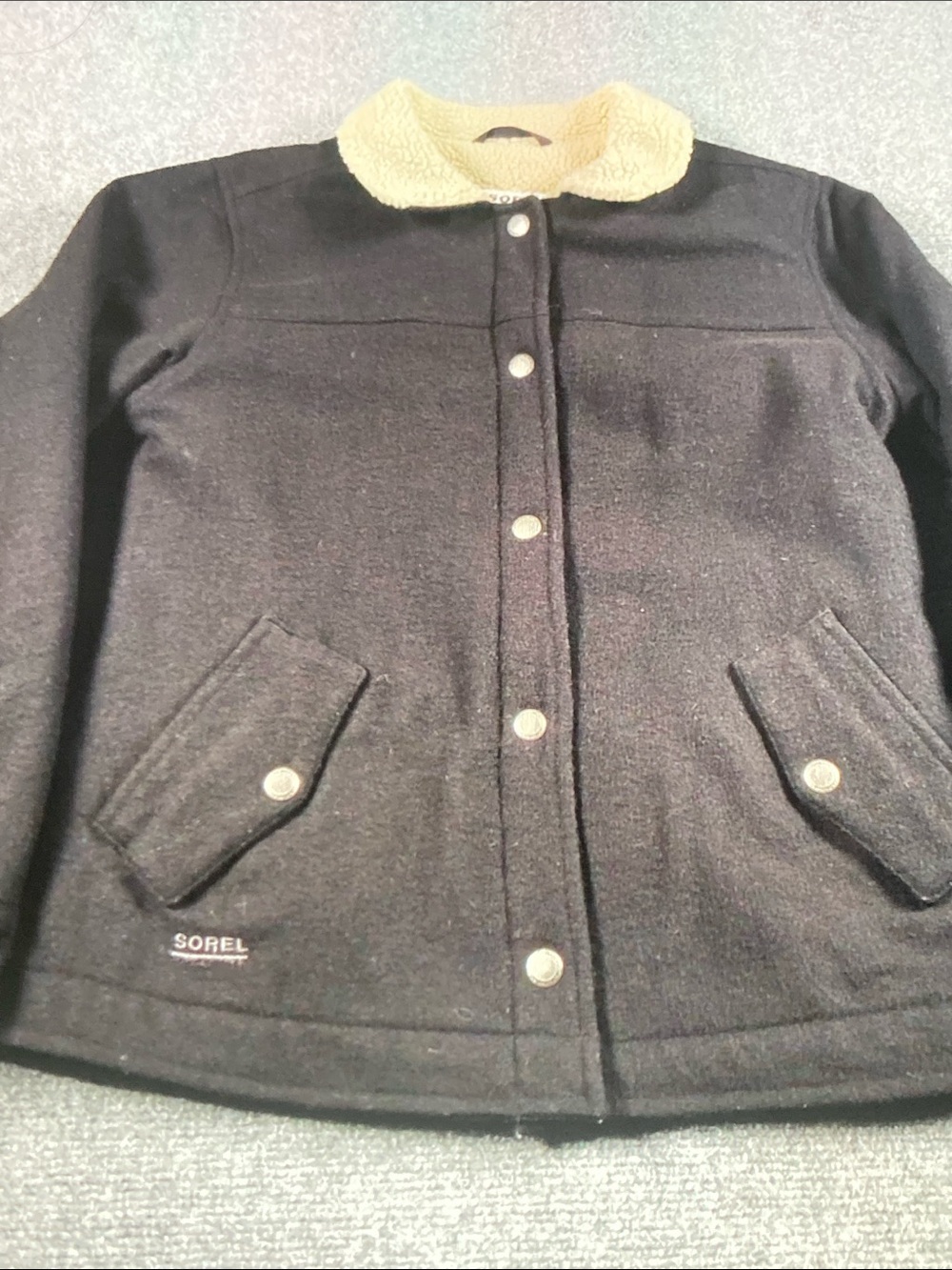 Sorel Black Jacket with Cream Sherpa Collar